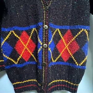 Vintage Cardigan Argyle Thick Wool blend Button Small  80s preppy
Sweater